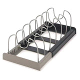 Moonval Pot & Pan Organizer Rack, Adjustable Kitchen Storage Holder for Lids, Pans & Baking Trays