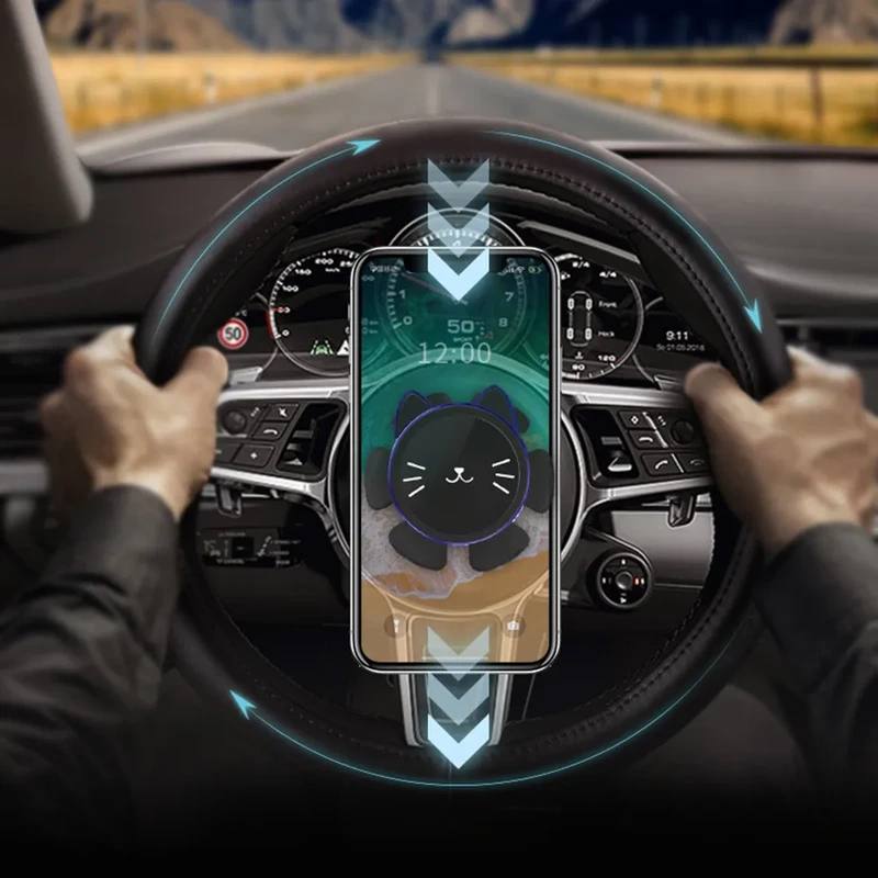 Moonval 360° Steering Wheel Phone Holder, Magnetic Car Mount for Safe Hands-Free Driving