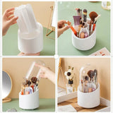 Moonval 360° Rotating Makeup Brush Holder, Cosmetic Organizer with Compartments for Vanity & Bathroom