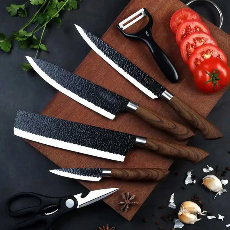 Moonval Professional Kitchen Knife Set, 6-Piece Stainless Steel Chef Knife Set with Storage Block