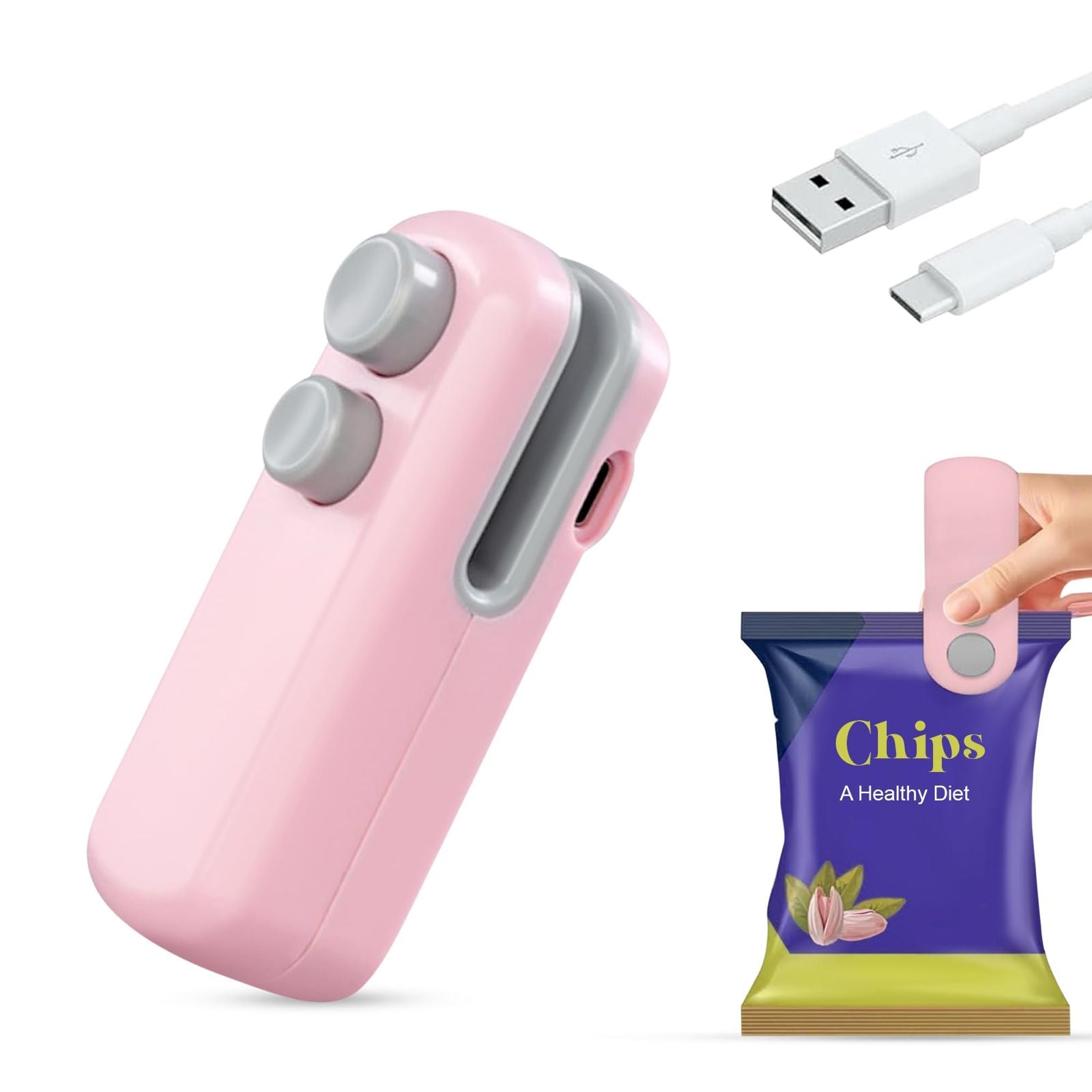 Moonval 2-in-1 Mini Bag Heat Sealer & Cutter, Rechargeable Food Storage Bag Sealing Tool