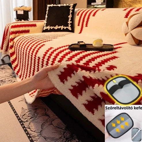 Moonval Sofa Cover, Soft Velvet Non-Slip Furniture Protector for Couches & Loveseats