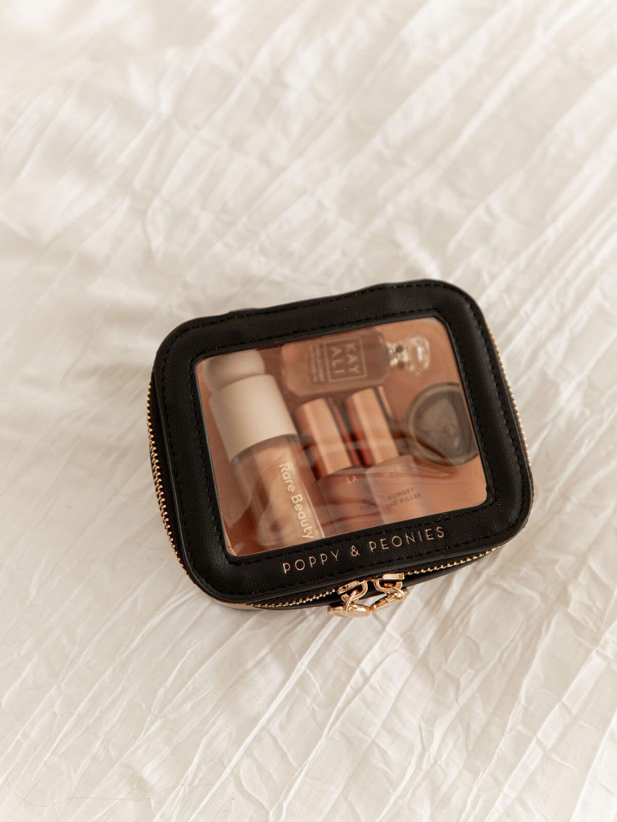 Moonval Mini Cosmetic Case, Compact Travel Makeup Organizer with Zipper for Beauty Essentials