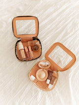 Moonval Mini Cosmetic Case, Compact Travel Makeup Organizer with Zipper for Beauty Essentials
