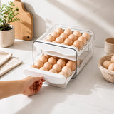 Moonval Double-Layer Egg Storage Box, Clear Acrylic Refrigerator Organizer with Pull-Out Drawers