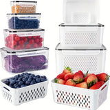 Moonval Refrigerator Storage Container, Airtight Produce Keeper for Fruits & Vegetables