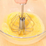 Moonval Semi-Automatic Stainless Steel Whisk, Manual Push Egg Beater & Kitchen Mixer