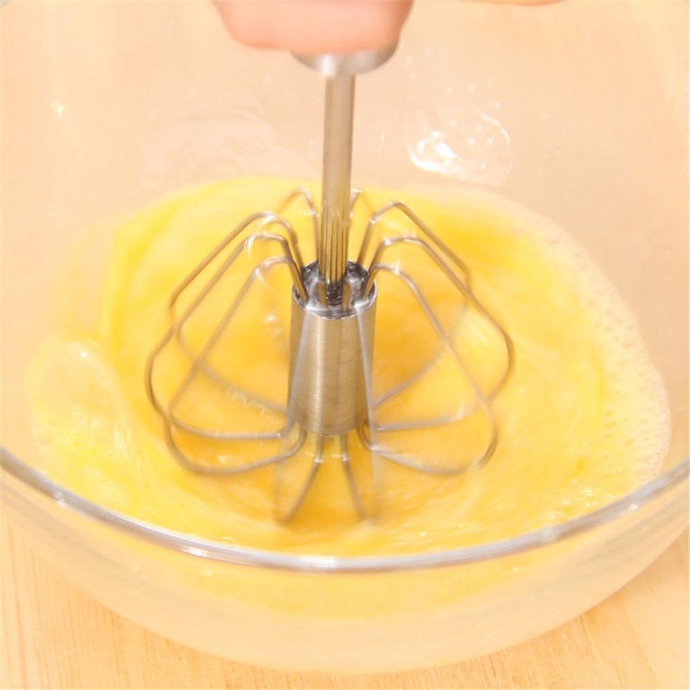 Moonval Semi-Automatic Stainless Steel Whisk, Manual Push Egg Beater & Kitchen Mixer
