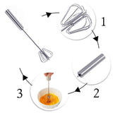 Moonval Semi-Automatic Stainless Steel Whisk, Manual Push Egg Beater & Kitchen Mixer