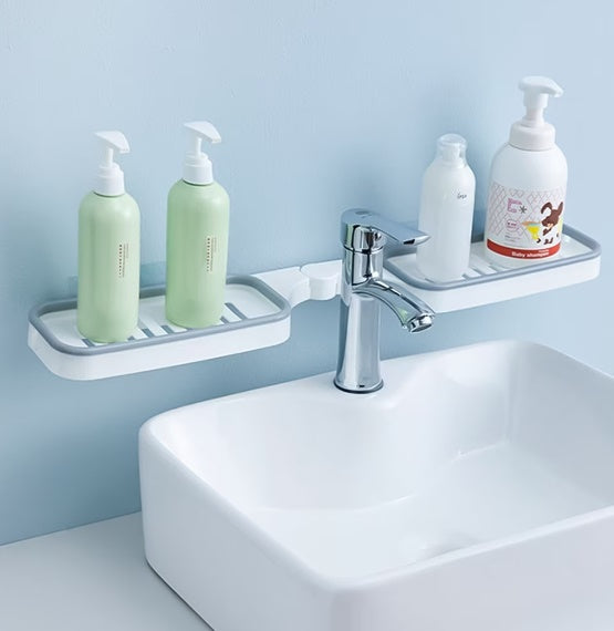 Moonval Bathroom Shelf Set of 2, No-Drill Wall Storage Rack for Shower & Sink Organizer