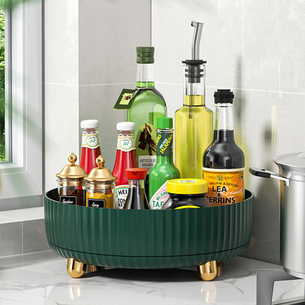 Moonval Rotating Organizer Tray, Luxury 360° Turntable Storage for Spices, Cosmetics & Skincare