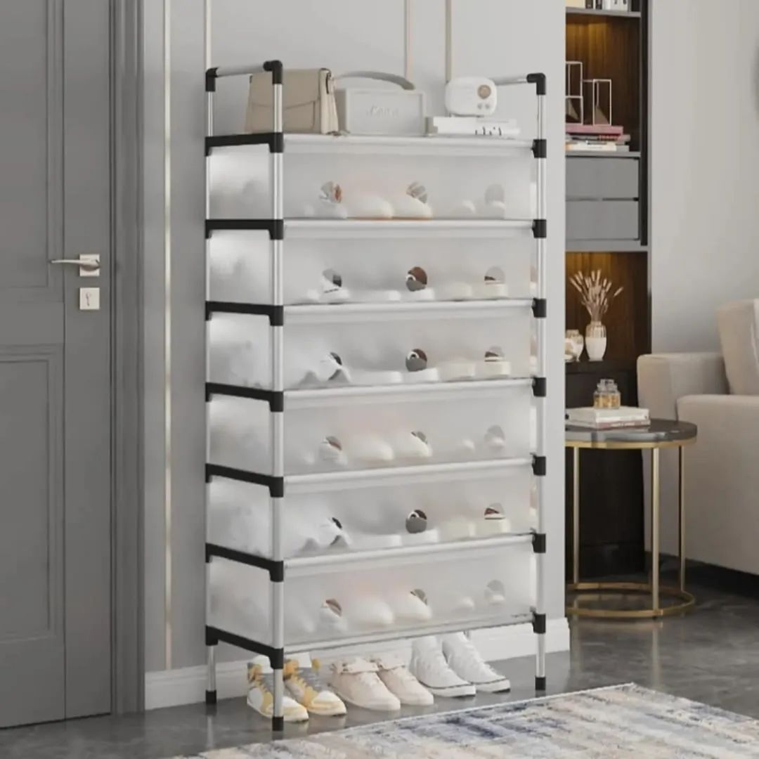 Moonval Multi-Layer Shoe Rack, Dustproof Storage Organizer with Spacious Shelves for Entryway & Closet