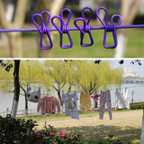 Moonval Portable Clothesline, Drying Rope with End Hooks & 12 Attached Laundry Clips