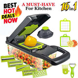 Moonval 16-in-1 Vegetable Cutter, Multifunction Food Chopper & Mandoline Slicer with Storage Container