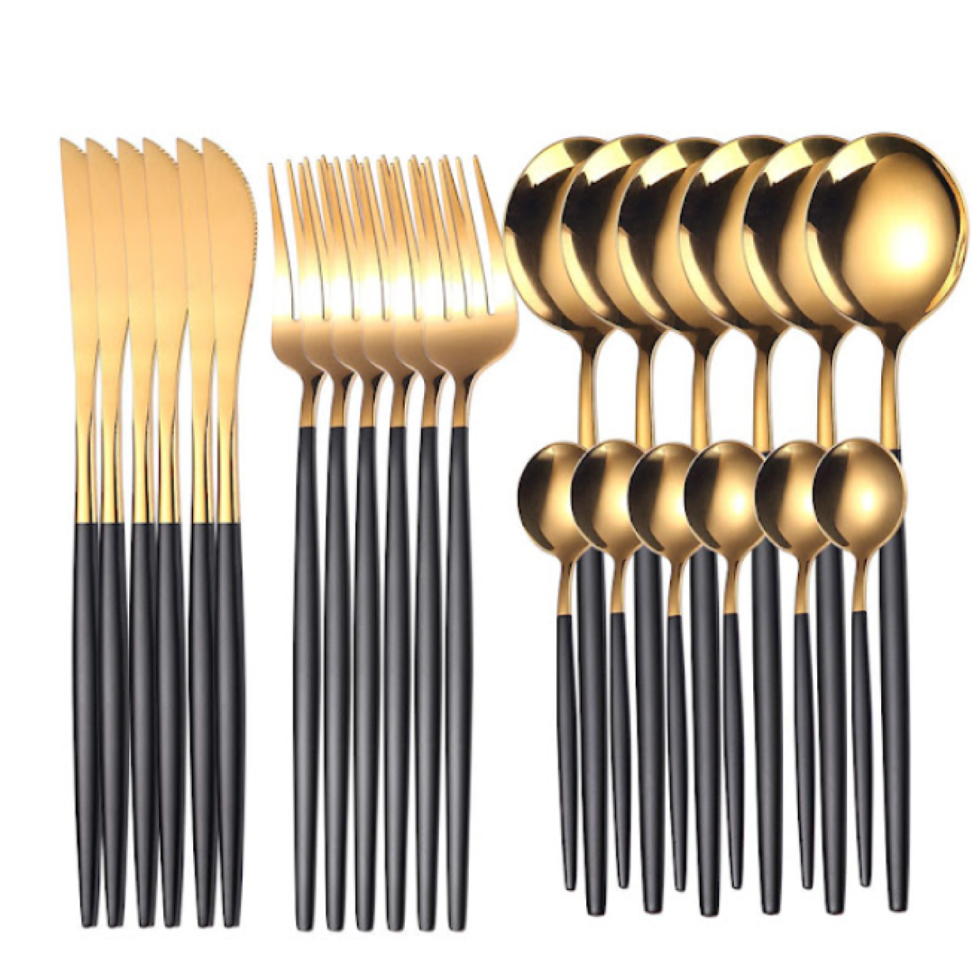 Moonval 24-Piece Cutlery Set, Premium Stainless Steel Flatware Service for 6 with Gift Box