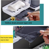Moonval 3-Layer Rotatable Soap Holder, Wall-Mounted Bathroom Organizer with Drain Tray