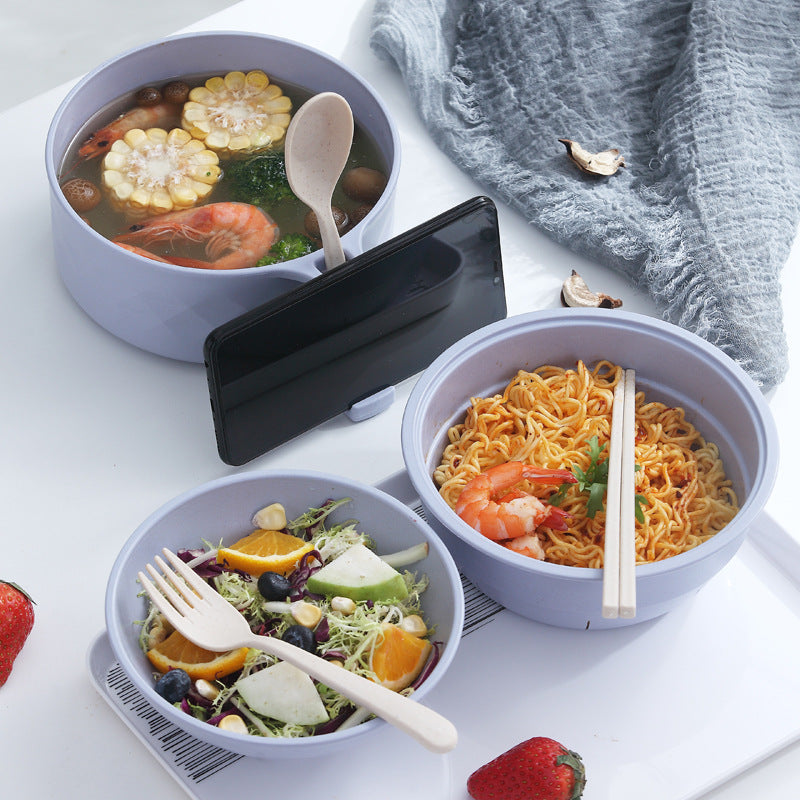Moonval Microwave Ramen Cooker Bowl, 2-Piece Noodle Pot with Built-In Strainer