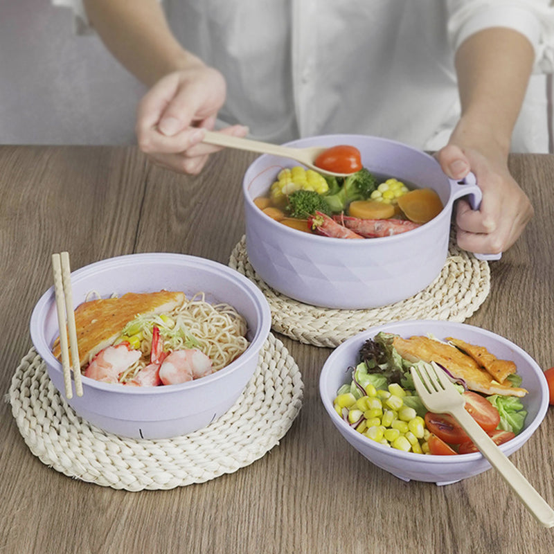 Moonval Microwave Ramen Cooker Bowl, 2-Piece Noodle Pot with Built-In Strainer
