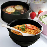 Moonval Microwave Ramen Cooker Bowl, 2-Piece Noodle Pot with Built-In Strainer