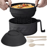 Moonval Microwave Ramen Cooker Bowl, 2-Piece Noodle Pot with Built-In Strainer