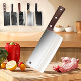 Moonval Forged Meat Cleaver, Hardened Stainless Steel Kitchen Knife with Wood Handle