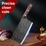 Moonval Forged Meat Cleaver, Hardened Stainless Steel Kitchen Knife with Wood Handle