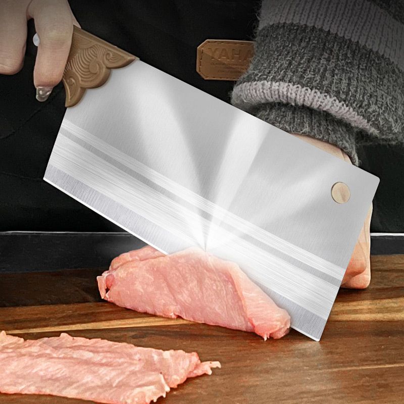 Moonval Forged Meat Cleaver, Hardened Stainless Steel Kitchen Knife with Wood Handle