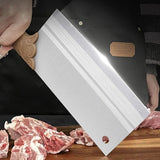 Moonval Forged Meat Cleaver, Hardened Stainless Steel Kitchen Knife with Wood Handle