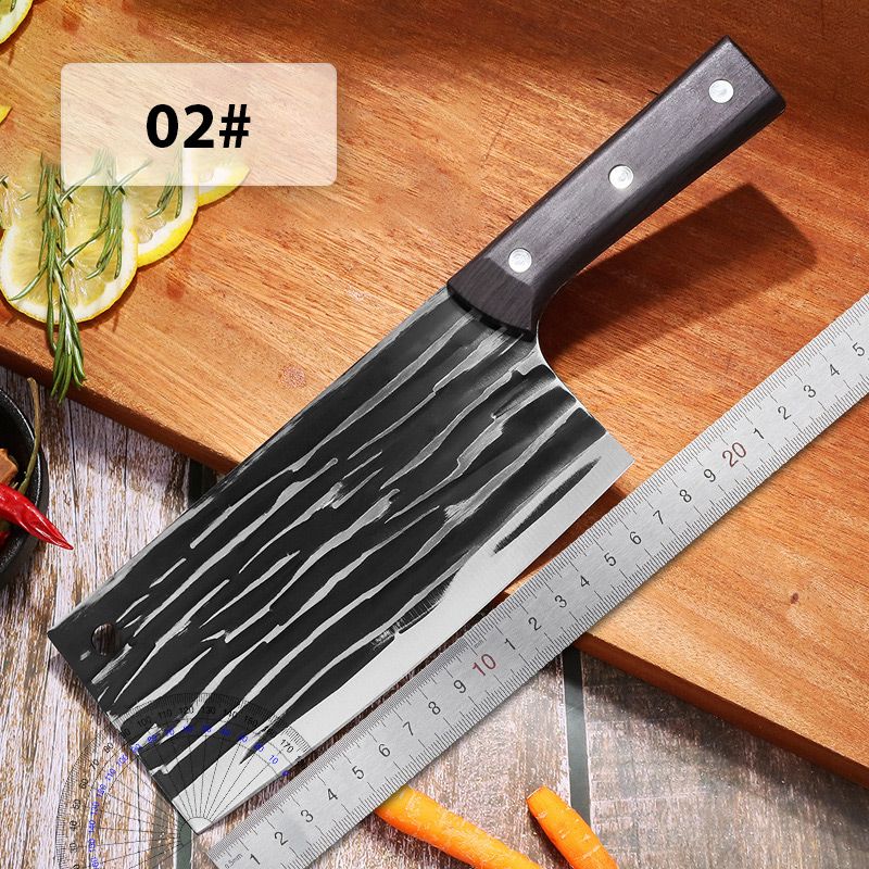 Moonval Forged Meat Cleaver, Hardened Stainless Steel Kitchen Knife with Wood Handle
