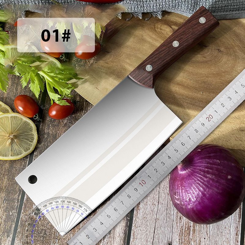 Moonval Forged Meat Cleaver, Hardened Stainless Steel Kitchen Knife with Wood Handle