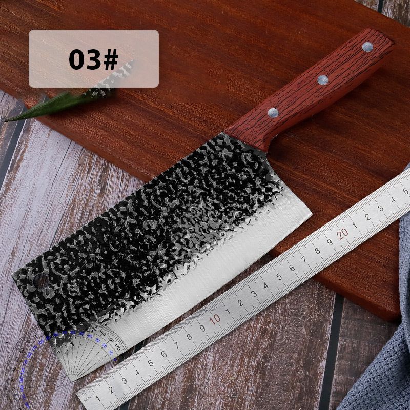 Moonval Forged Meat Cleaver, Hardened Stainless Steel Kitchen Knife with Wood Handle
