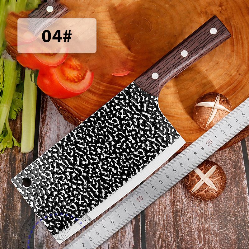 Moonval Forged Meat Cleaver, Hardened Stainless Steel Kitchen Knife with Wood Handle