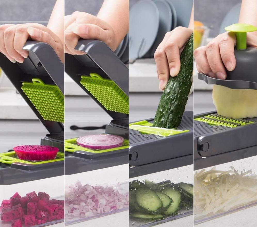 Moonval 16-Piece Vegetable Cutter Set, Multifunction Mandoline Slicer & Food Chopper