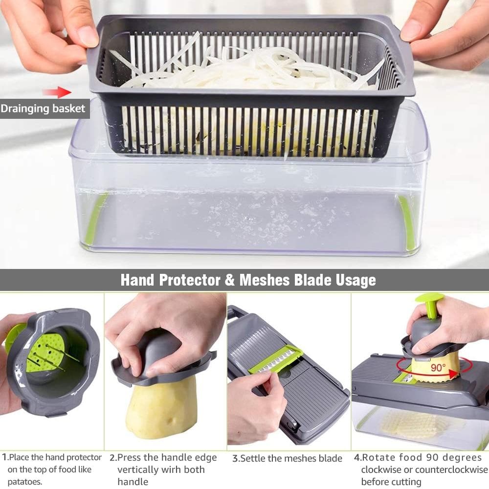 Moonval 16-Piece Vegetable Cutter Set, Multifunction Mandoline Slicer & Food Chopper