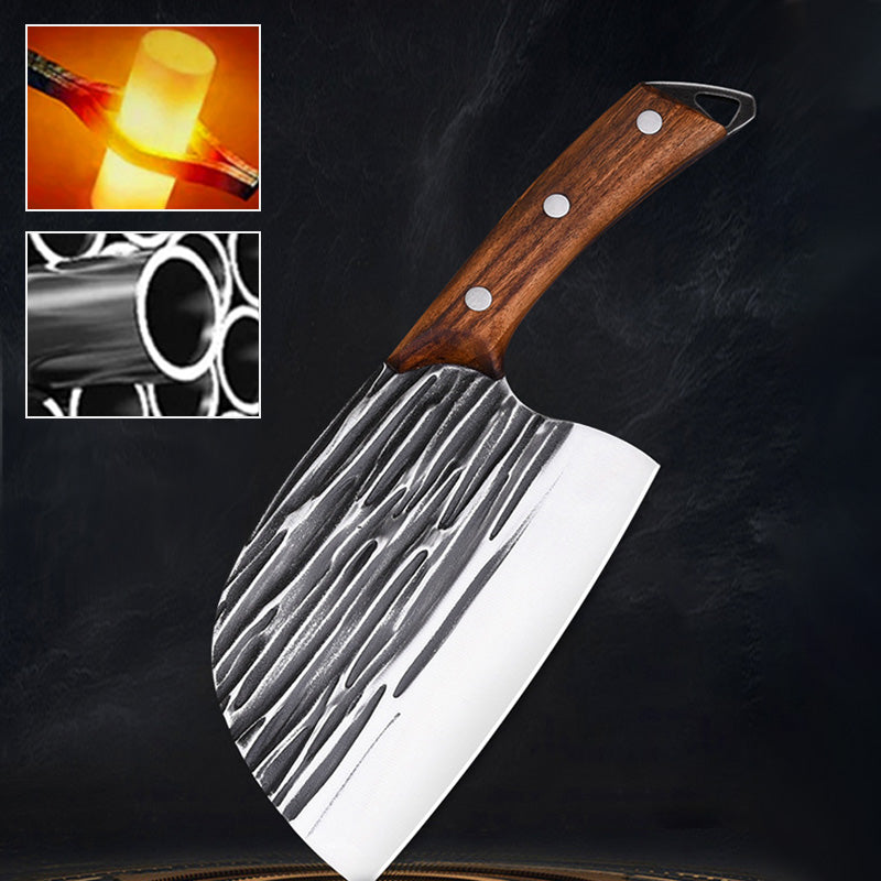 Moonval Heavy-Duty Meat Cleaver, Forged Steel Kitchen Knife with Full-Tang Wood Handle