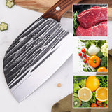 Moonval Heavy-Duty Meat Cleaver, Forged Steel Kitchen Knife with Full-Tang Wood Handle
