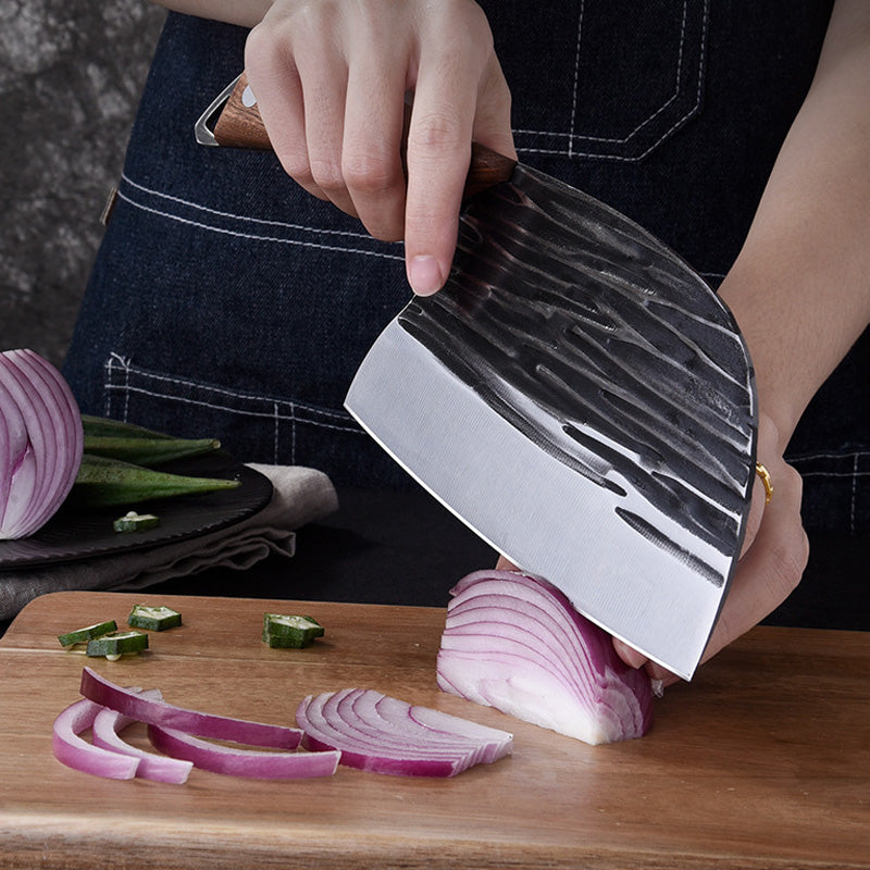 Moonval Heavy-Duty Meat Cleaver, Forged Steel Kitchen Knife with Full-Tang Wood Handle