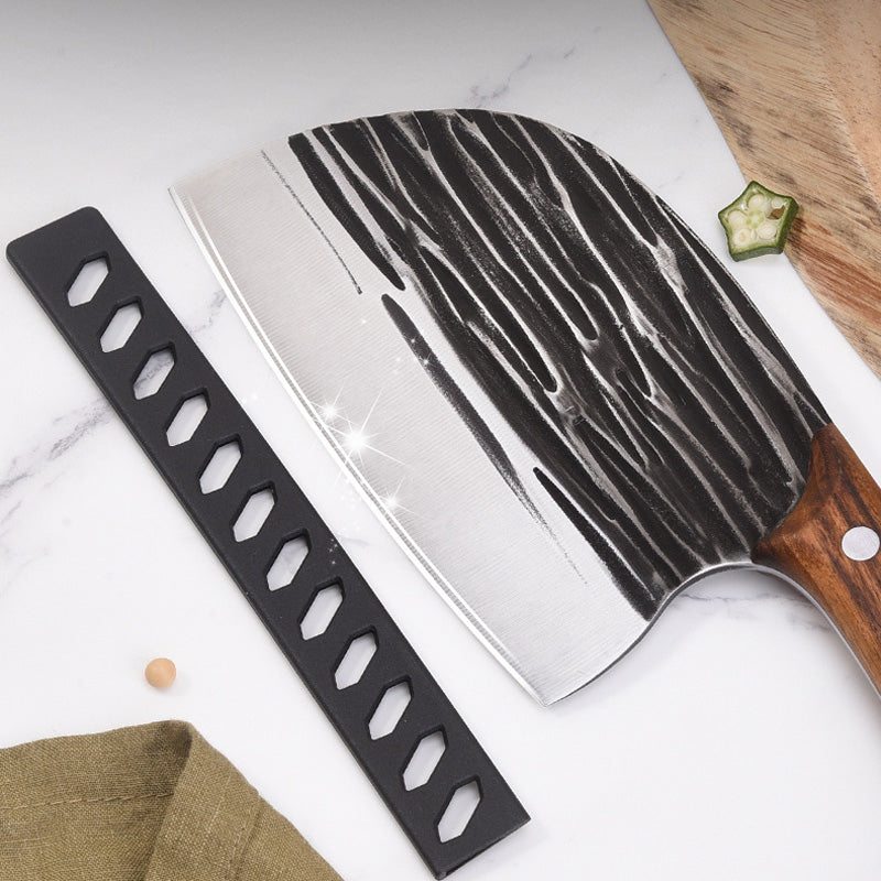Moonval Heavy-Duty Meat Cleaver, Forged Steel Kitchen Knife with Full-Tang Wood Handle