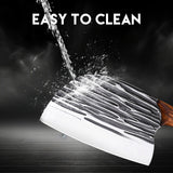 Moonval Heavy-Duty Meat Cleaver, Forged Steel Kitchen Knife with Full-Tang Wood Handle