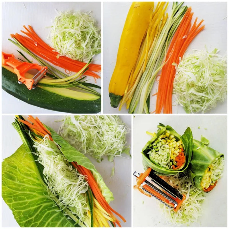 Moonval Multifunctional Vegetable Slicer, Stainless Steel Peeler Grater & Prep Tray