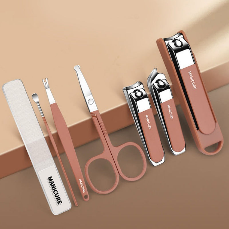 Moonval 7-Piece Manicure Set, Portable Nail Clipper Grooming Kit with Travel Case