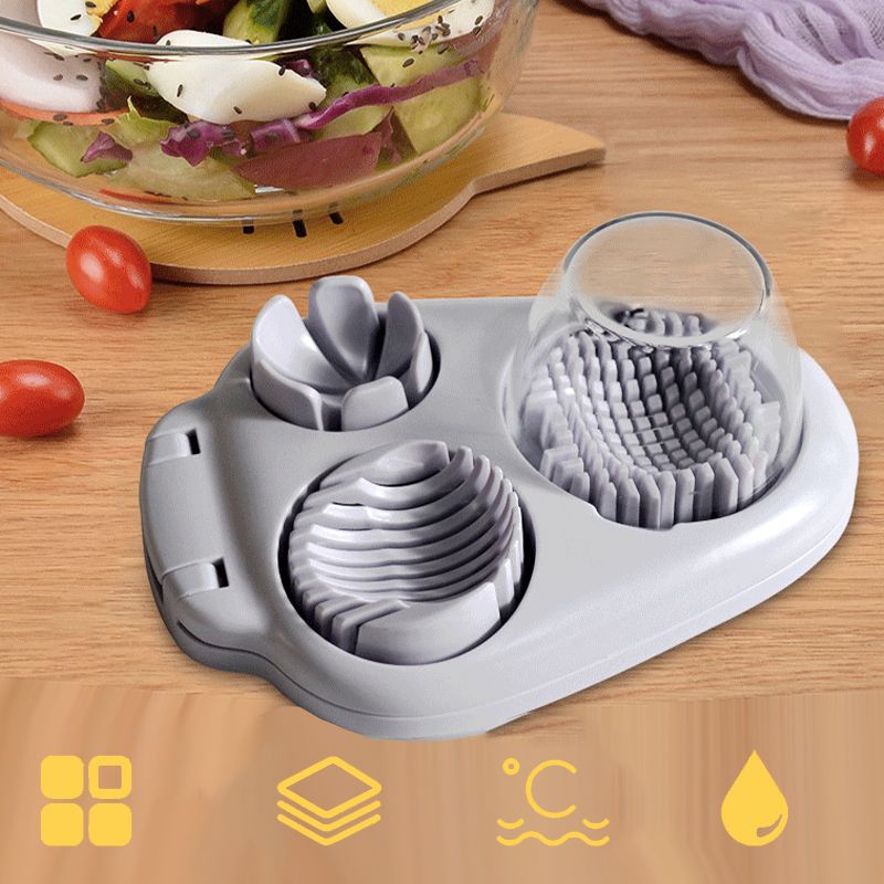 Moonval 3-in-1 Egg Slicer, Multifunction Food Cutter for Eggs, Mushrooms & Soft Fruits