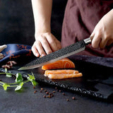 Moonval Chef Knife Set, 6-Piece German Stainless Steel Kitchen Knives with Storage Block