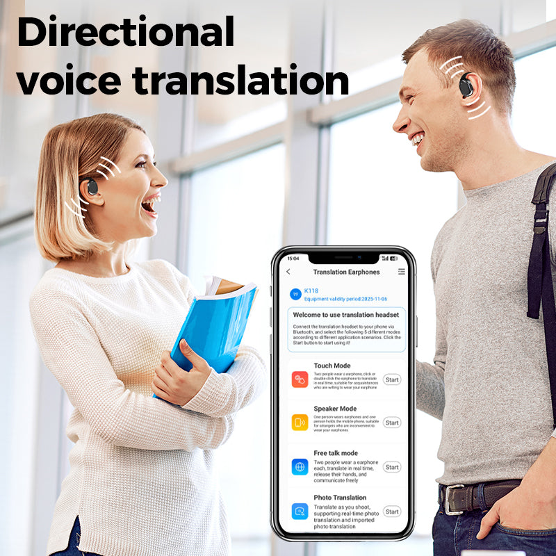 Moonval AI Translation Earbuds, Wireless Noise-Cancelling Bluetooth Translator Headphones