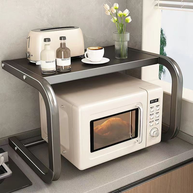 Moonval Microwave Oven Rack, Reinforced Steel Countertop Storage Shelf