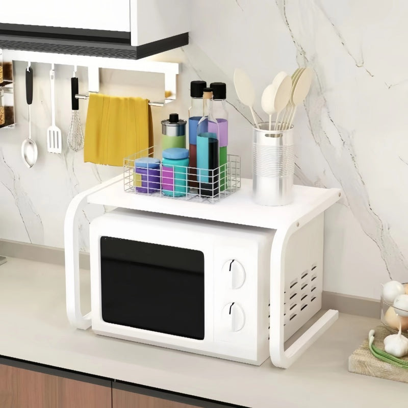 Moonval Microwave Oven Rack, Reinforced Steel Countertop Storage Shelf