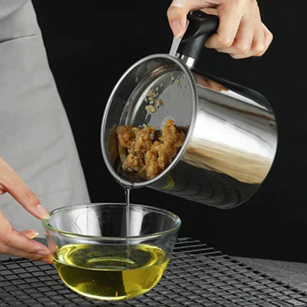Moonval Stainless Steel Oil Dispenser, 304 Stainless Steel Kitchen Oil Jar with Pour Spout