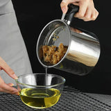 Moonval Stainless Steel Oil Dispenser, 304 Stainless Steel Kitchen Oil Jar with Pour Spout