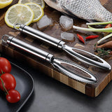 Moonval Fish Scaler, Manual Stainless Steel Fish Scale Remover Kitchen Tool