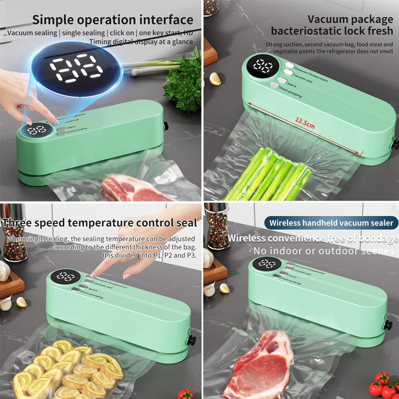 Moonval Portable Vacuum Sealer, Rechargeable Food Sealing Machine for Fresh Food Storage & Sous Vide
